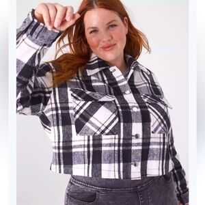 Lane Bryant Cropped Soft Plaid Jacket Shacket Sz 22/24